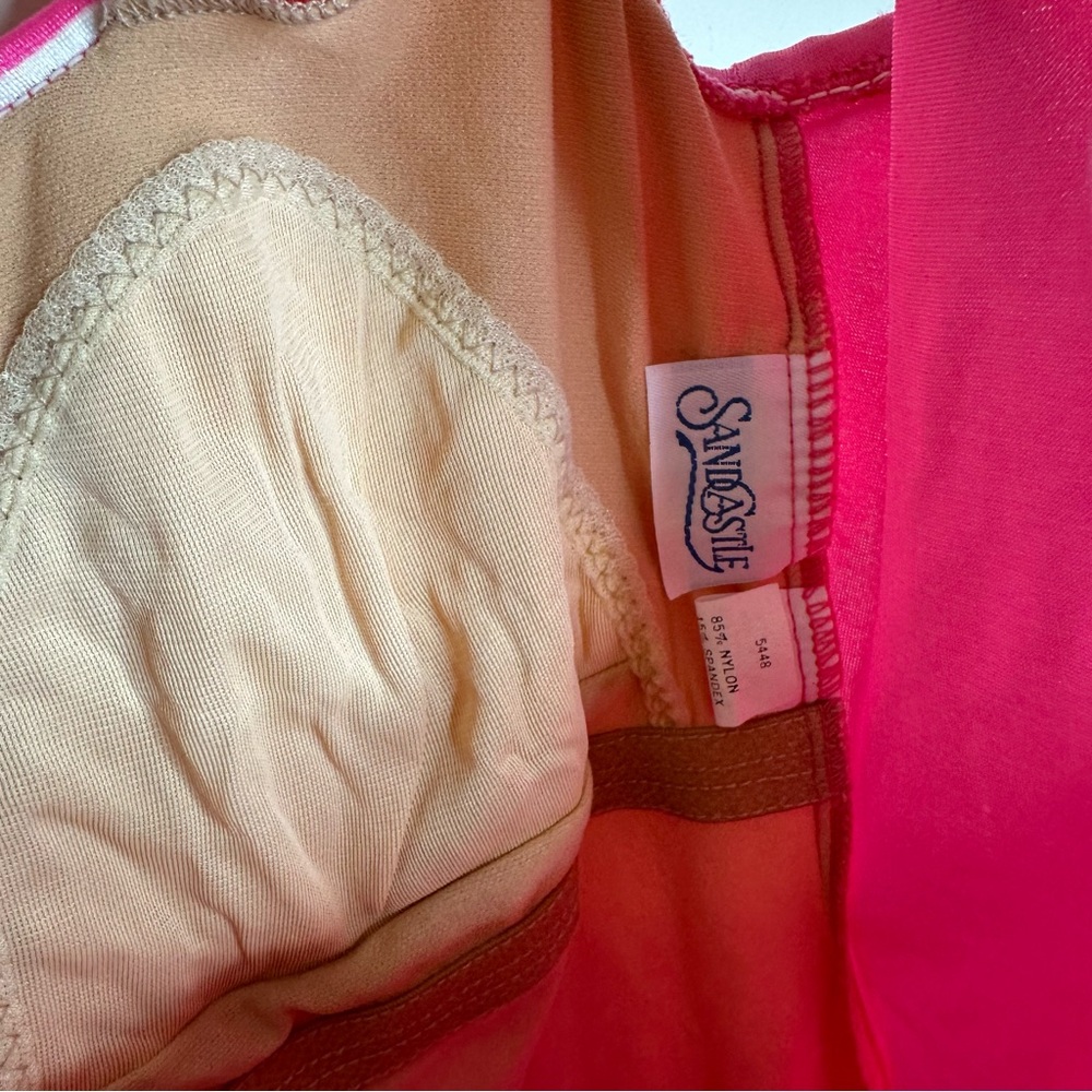 Vintage Retro Barbie Hot Pink Striped One Piece Swimsuit - Picture 9 of 9
